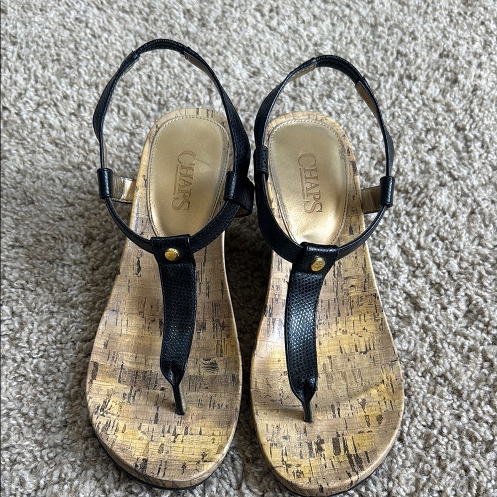 Chaps Black Sandals with Classic Design